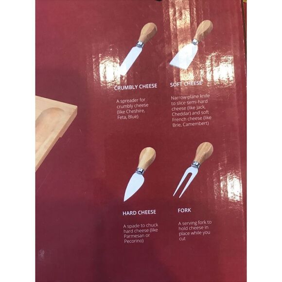 NEW ROYAL CRAFT WOOD Size XL Cheese Board 4 Piece Stainless Steel Cutlery Set - Picture 5 of 9